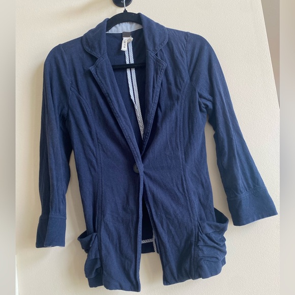 Free People We the Free Cotton/Linen Navy Blue Blazer/Blouse size small - Picture 3 of 8